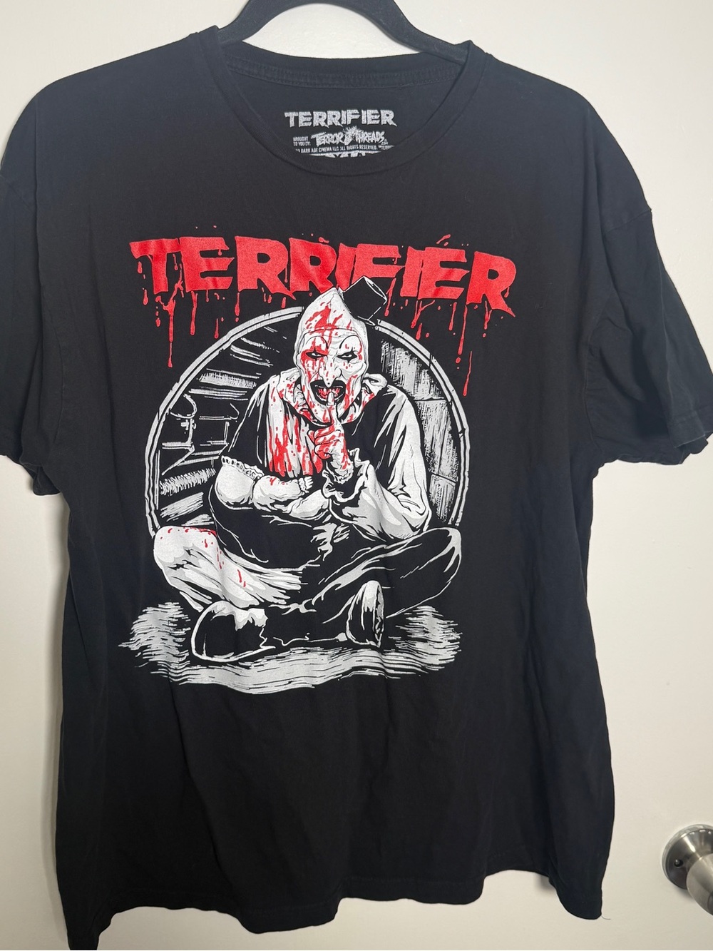 Terror Threads Terrifier Art The Clown Graphic Black Tee Horror Print XL